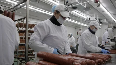 Sausage production Stock Footage 43603346