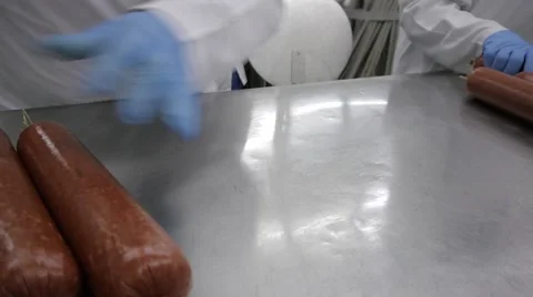 Sausage production Stock Footage 43603582
