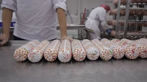 Sausage production Stock Footage 43885828