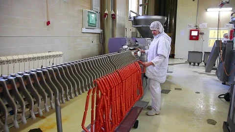 Sausage production line  Stock Footage 81236515