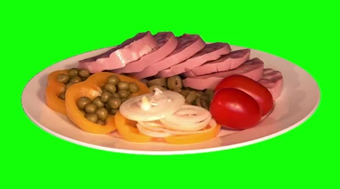 Sausage with raw vegetables on plate Stock Footage 47545154