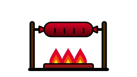 Sausage Roasting on Fire Icon Stock Footage 340307307