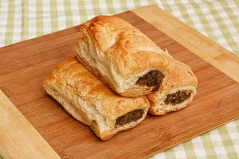 Sausage roll kitchen setting Stock Photos