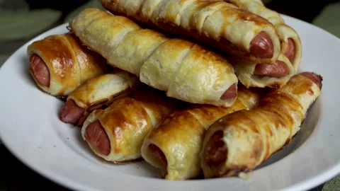 Sausage rolls and Breakfast Stock Footage 139376858