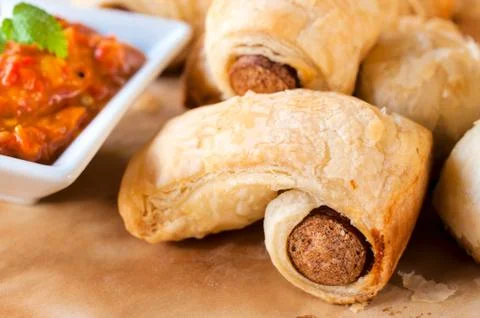 Sausage rolls Stock Photos