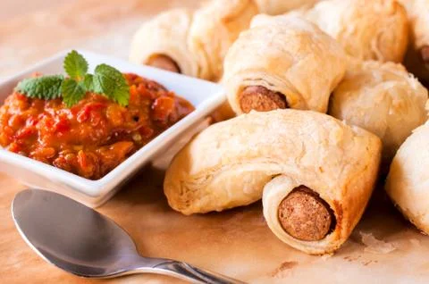Sausage rolls Stock Photos