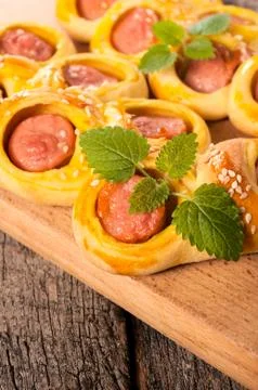 Sausage rolls Stock Photos