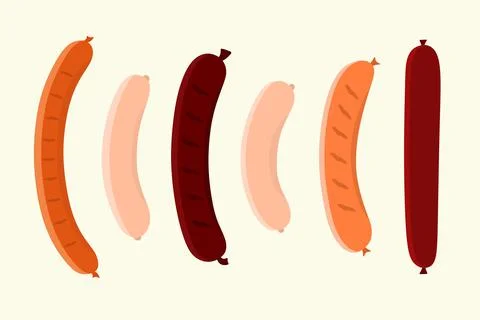 Sausage sausages vector in a flat style. Oktoberfest. Vector illustration for Stock Illustration