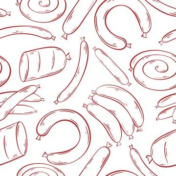 Sausage sketch seamless pattern Ilustración de archivo
