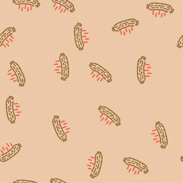 Sausage smoked vector seamless pattern Stock Illustration