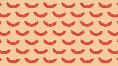 Sausage Snack Icon Background Pattern Stock Footage 318786322