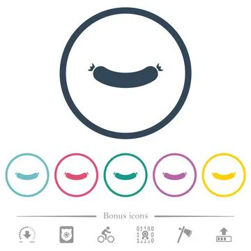 Sausage solid flat color icons in round outlines Stock Illustration