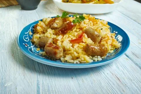 Sausage  squash risotto Stock Photos