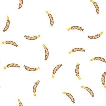 Sausage on stick vector seamless pattern Stock Illustration