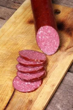 Sausage on table Stock Photos