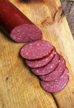 Sausage on table Stock Photos