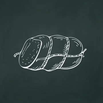 Sausage thin white lines on a textural dark background - Vector Stock Illustration