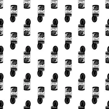 Sausage tin can pattern seamless vector Stock Illustration
