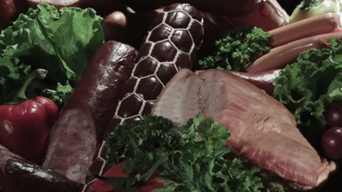 Sausages and vegetables 스톡 동영상 154367361