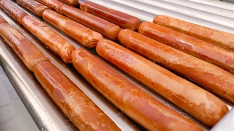 Sausages in the automatic electro grill Stock Footage 86262494