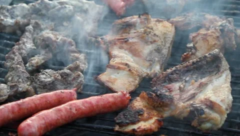 Sausages barbecue Stock Footage 8562149