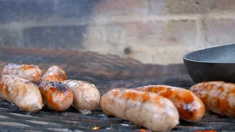 Sausages Being Cooked Close Up Stock Footage 95678400