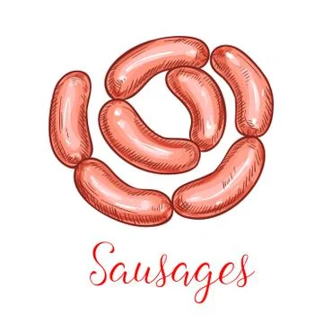 Sausages bundle vector isolated icon Stock Illustration