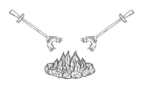 Sausages on fire Stock-Illustration