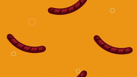 Sausages frieds food pattern animation Stock Footage 201903652