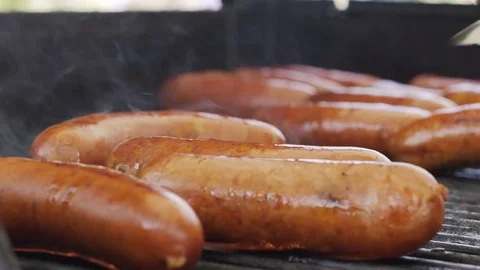Sausages on grill Stock Footage