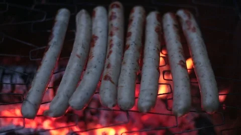 Sausages on the Grill Stock Footage 81219869