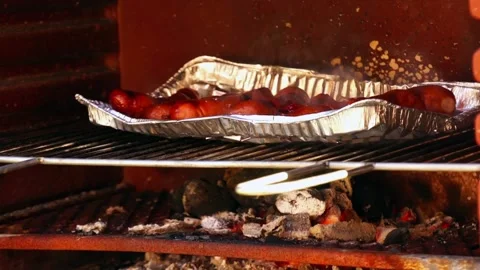 Sausages on the grill Stock Footage 91308420