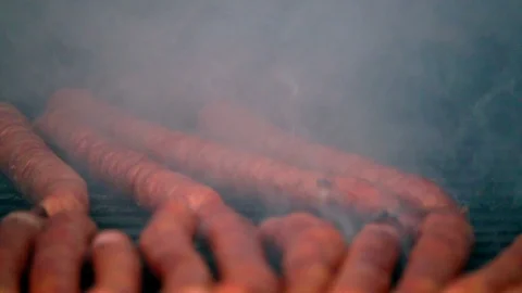 Sausages on the grill Stock-Footage 95078680