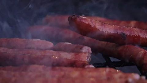 Sausages on the grill Stock Footage 95078697