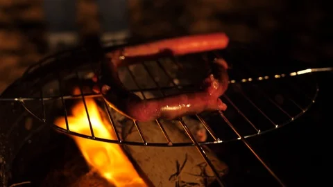 Sausages on the Grill Stock Footage