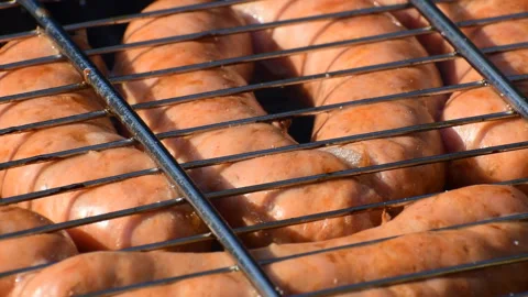 Sausages on the grill Stock Footage 118300097