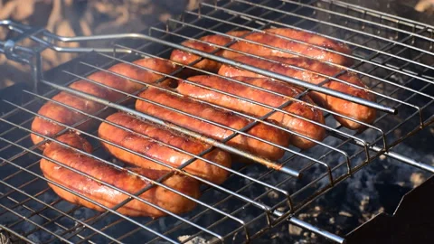 Sausages on the grill Stock Footage 118301792