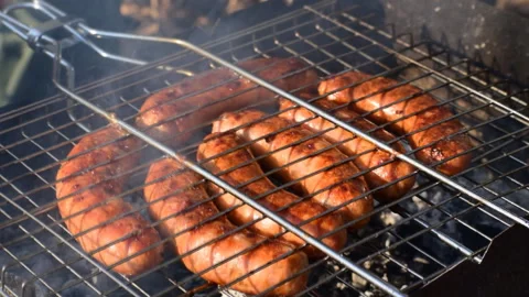 Sausages on the grill Stock Footage 118301954