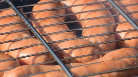 Sausages on the grill Stock Footage 118302063