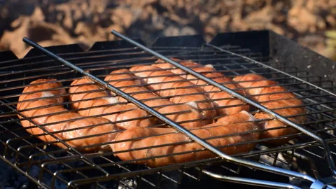 Sausages on the grill Stock Footage 118303021