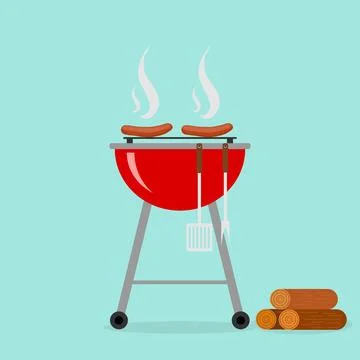 Sausages on the grill Stock Illustration
