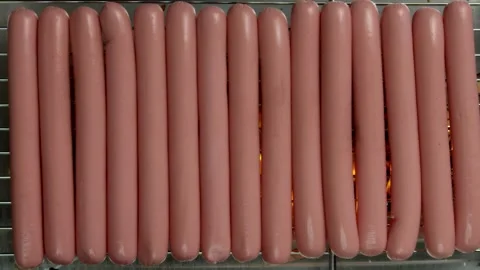 Sausages Grilling on BBQ Stock Footage 314894177