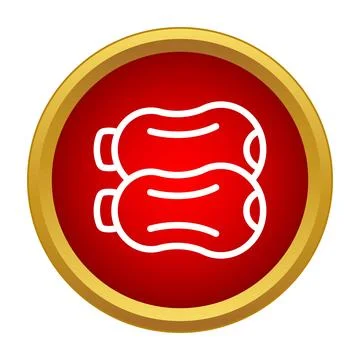 Sausages icon inside a red circle frame Stock Illustration