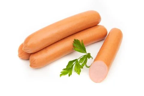 Sausages isolated on a white background Stock Photos
