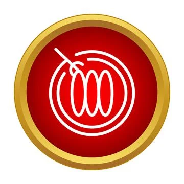 Sausages on a plate with fork icon 库存插图