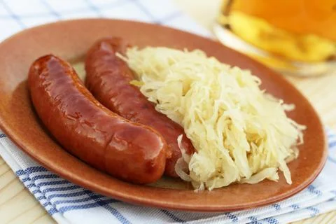 Sausages on plate Stock Photos