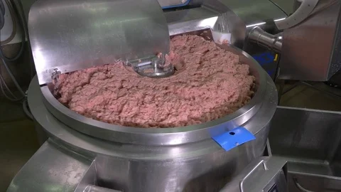 Sausages production at a meat processing factory Stock Footage 77728745