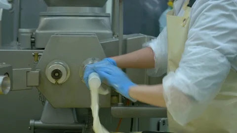 Sausages Production At The Meat Processing Factory Stock Footage 128391517