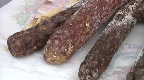 Sausages. Sicily. Video stock 8946257