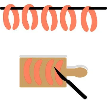 Sausages on white background Stock Illustration